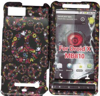Black Peace Motorola Droid X MB810, X2 MB870, Dantona X2 MB870, Verizon Case Cover Hard Phone Case Snap on Cover Rubberized Touch Faceplates Cell Phones & Accessories