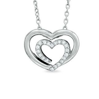 The Shared Heart® 1/10 CT. T.W. Diamond Tilted Pendant in Sterling