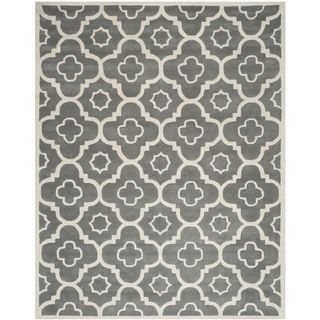 Safavieh Handmade Moroccan Chatham Trellis pattern Dark Gray/ Ivory Wool Rug (8 X 10)
