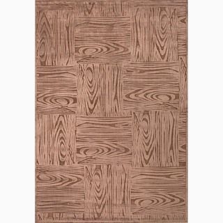Hand made Taupe/ Brown Art Silk/ Chenille Transitional Rug (7.6x9.6)