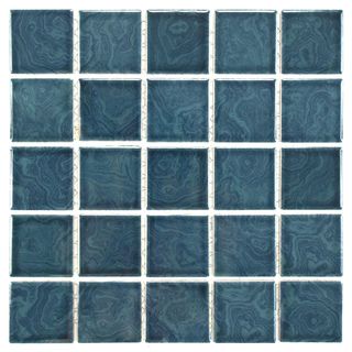 Somertile 12x12 Paradise Coral Blue Porcelain 0.188 in Mosaic Tile (pack Of 10)