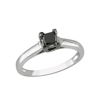 CT. Princess Cut Enhanced Black Diamond Solitaire Engagement Ring