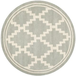 Safavieh Handmade Moroccan Chatham Grey/ Ivory Wool Rug (5 Round)