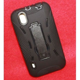 Black Armor 3 IN 1 High Impact Combo Hard Soft Gel Case Stand for LG Marquee LS 855 (Boost Mobile) Cell Phones & Accessories