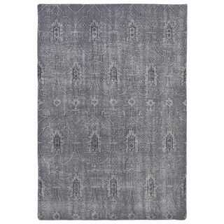Hand knotted Vintage Replica Grey Wool Rug (40 X 60)