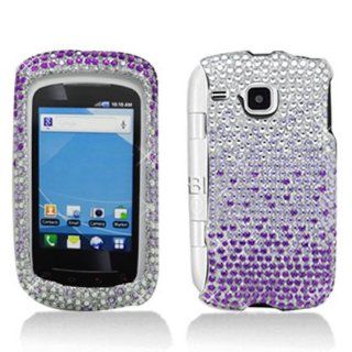 PURPLE WATERFALL Rhinestone/Diamond/Crystal/Bling Hard Case Cover For Samsung DoubleTime i857 (AT&T) Cell Phones & Accessories