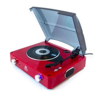 GPO Stylo Turntable (3 Speed) with Built In Speakers   Red      Electronics