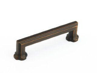 Schaub and Company 877 ABZ Ancient Bronze Pulls Empire Design Handle Pull With 4" Center to Center   Cabinet And Furniture Pulls  