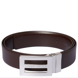 Tommy Hilfiger Mens Gift Box Leather Belt Set   Dark Brown      Clothing
