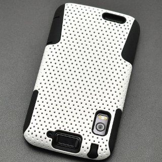 Black & White Hybrid 2 in 1 Gel Rubber Skin Cover and Molded Premium Hard Plastic Case for Motorola Atrix MB860 + Ultra Premium Clear Film Screen Protector Armor Cell Phones & Accessories
