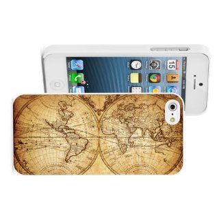 Apple iPhone 5 5S White 5W863 Hard Back Case Cover Color Vintage Map of the World Cell Phones & Accessories