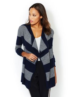 Cashmere Striped Draped Cardigan by Qi Cashmere