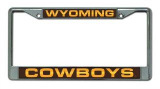 Wyoming Cowboys Chrome License Plate Frame  Sports Fan Automotive Flags  Sports & Outdoors