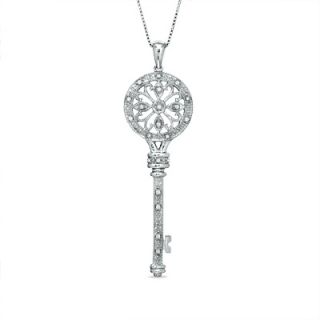 10 CT. T.W. Diamond Vintage Key Pendant in Sterling Silver   Zales