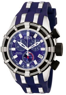 Invicta 6433  Watches,Mens Reserve Chronograph Blue Dial Black Polyurethane, Chronograph Invicta Quartz Watches