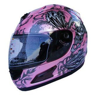DOT Full Face Motorcycle Sports Bike Helmet Monster 160 Pink (L) Automotive