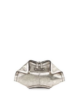 De Manta Metallic Small Clutch Bag, Silver   Alexander McQueen