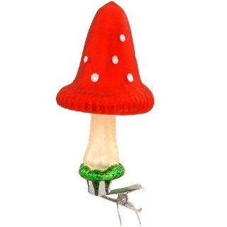 Tall Red Mushroom Clip On Ornament   Decorative Hanging Ornaments
