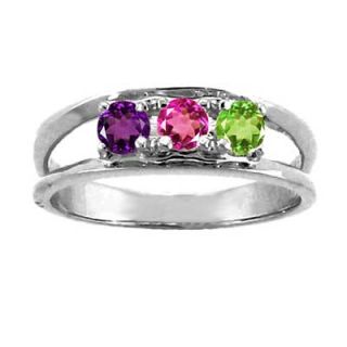 Mothers Simulated Birthstone Ring in 10K White or Yellow Gold (2 7