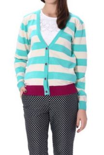 AMC Women's Striped V Neck Long Sleeve Knitted Cardigan Sweater Tops Maternity Cardigan Sweaters