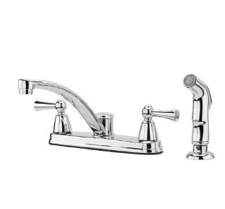 Pfister Hollis 2 Handle 4 Hole High Arc Kitchen Faucet w/Side Spray in Polished Chrome   Touch On Kitchen Sink Faucets  