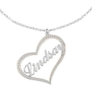 Personalized Heart Name Pendant in 10K White Gold (8 Characters