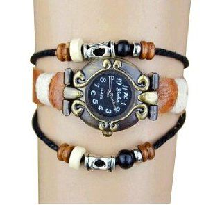 Women Ladies Retro Case Leather Belt Double String of Beads Fashion Bracelet Watch at  Women's Watch store.