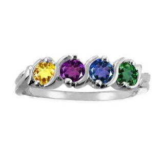 Mothers Simulated Birthstone Ring in 10K White or Yellow Gold (1 8