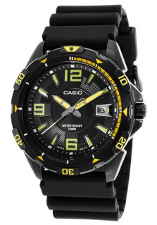 Casio MTD 1065B 1A2VDF  Watches,Mens Resin Strap Black Dial Yellow Accents, Casual Casio Quartz Watches