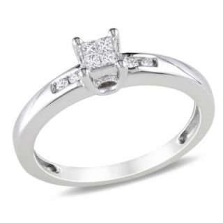 CT. T.W. Princess Cut Quad Diamond Promise Ring in Sterling Silver