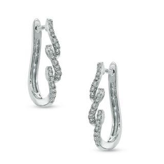 CT. T.W. Diamond Curlique Hoop Earrings in 10K White Gold   Zales