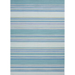 Handmade Flat Weave Stripe Pattern Blue Indoor Rug (2 X 3)