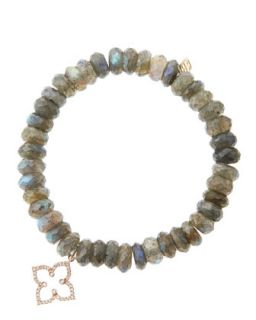 8mm Faceted Labradorite Beaded Bracelet with 14k Rose Gold/Diamond Moroccan