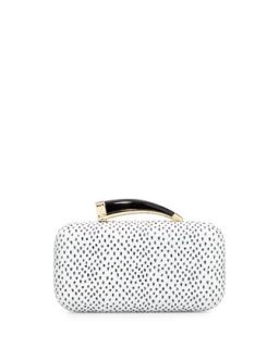 Mamba Spotted Leather Horn Clutch, Black/White   VC Signature