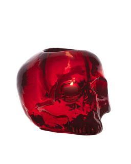 Red Still Life Skull Candleholder   Kosta Boda