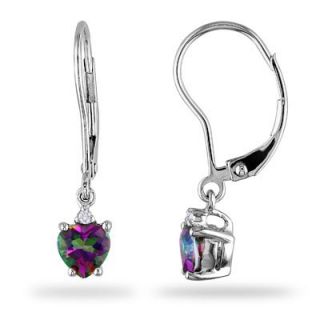 Heart Shaped Mystic Fire® Topaz and Diamond Accent Drop Earrings in