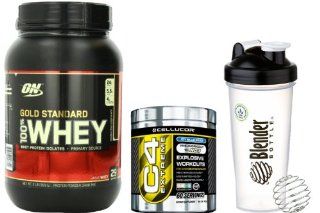 Bundle   3 Items   Beginners Workout Supplement Stack   Optimum Nutrition 100% Whey Protein Gold Standard Double Rich Chocolate 2 Pounds (909 g), Cellucor C4 Extreme Pre Workout Ice Blue Razz 60 Servings (342 g), BlenderBottle Classic 28 oz with BlenderBal