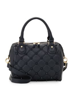 Empress Stud Quilted Faux Leather Duffle Bag, Marine   Deux Lux