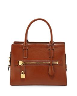 Charlotte Leather Small Tote Bag, Tan   Tom Ford