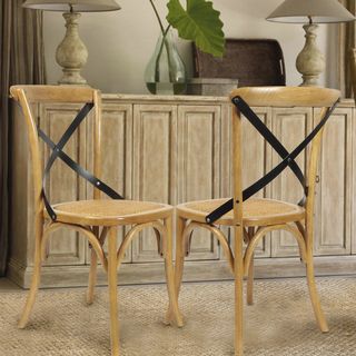 Adeco Elm Wood Antique Dining Chairs (set Of 2)