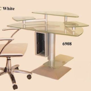 Chintaly Frosted Glass Computer Desk with Swivel Arms 6908 DSK