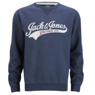 Jack & Jones Vintage Mens Access Sweatshirt   Navy      Mens Clothing