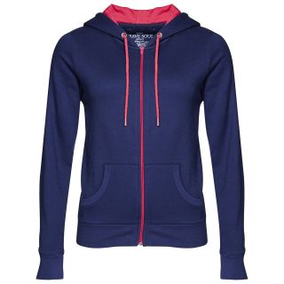 Brave Soul Womens Adrian Zip Through Contrast Hoody   Navy/Bright Pink      Womens Clothing