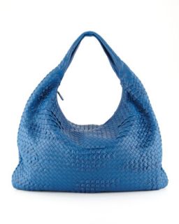 Maxi Veneta Ruffle Hobo Bag, Blue   Bottega Veneta