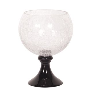 Crackled Glass Fluted Footed Bowl   Small