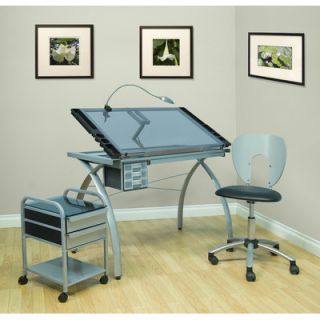 Studio Designs Futura Glass Drafting Table Set of  10050 and 10054 and 10052
