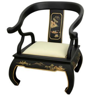 Oriental Furniture Landscape Ming Fabric Arm Chair LCQ CR 001 BLS Color Black