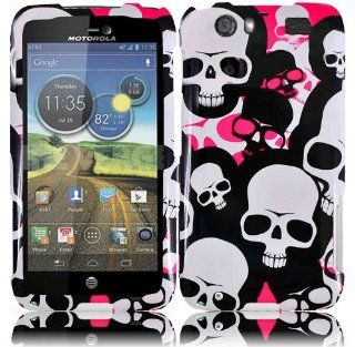 For Motorola Atrix 3 MB886 Atrix HD Hard Design Cover Case Pink Falling Skull Cell Phones & Accessories