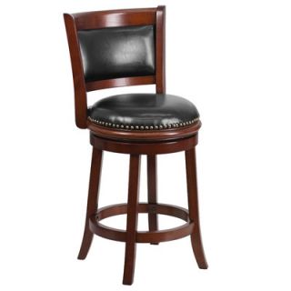 FlashFurniture 24 Wood Counter Stool with Leather Swivel Seat TA 61024 CA C