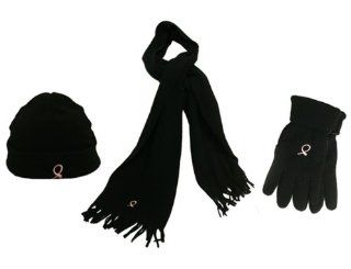 Midwest Gloves and Gear CAP912 AZ 6 Hope for the Cure Fleece Set Glove/Scarf/Hat, Black   Work Gloves  